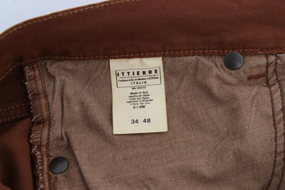 Orange Cotton Stretch Slim Fit Pants
