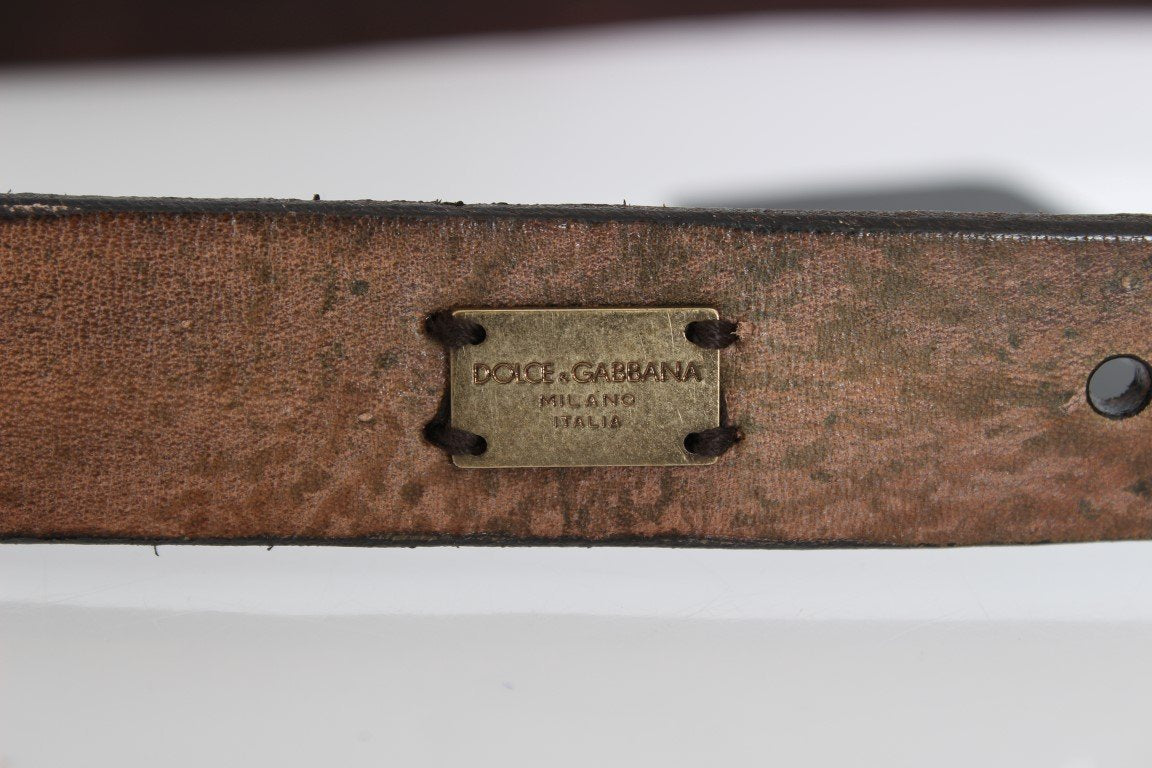 Brown Leather Gold Buckle Belt