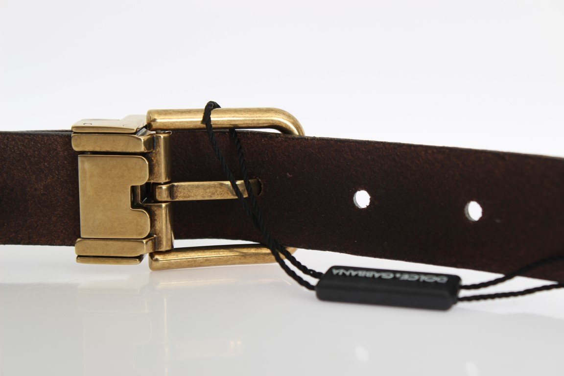 Brown Leather Gold Buckle Belt