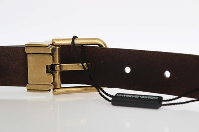 Brown Leather Gold Buckle Belt