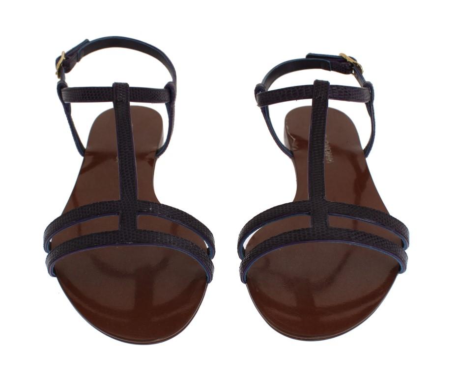 Purple Lizard Skin Leather Sandals