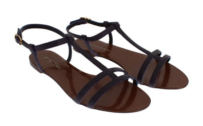 Purple Lizard Skin Leather Sandals
