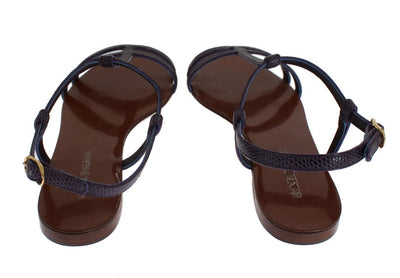 Purple Lizard Skin Leather Sandals