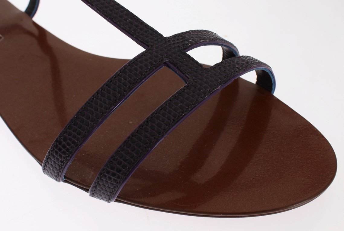 Purple Lizard Skin Leather Sandals