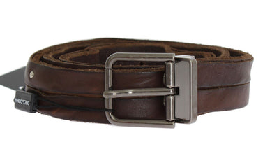 Brown Leather Gray Buckle Belt