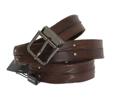Brown Leather Gray Buckle Belt