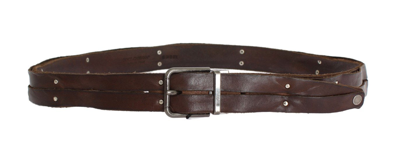 Brown Leather Gray Buckle Belt