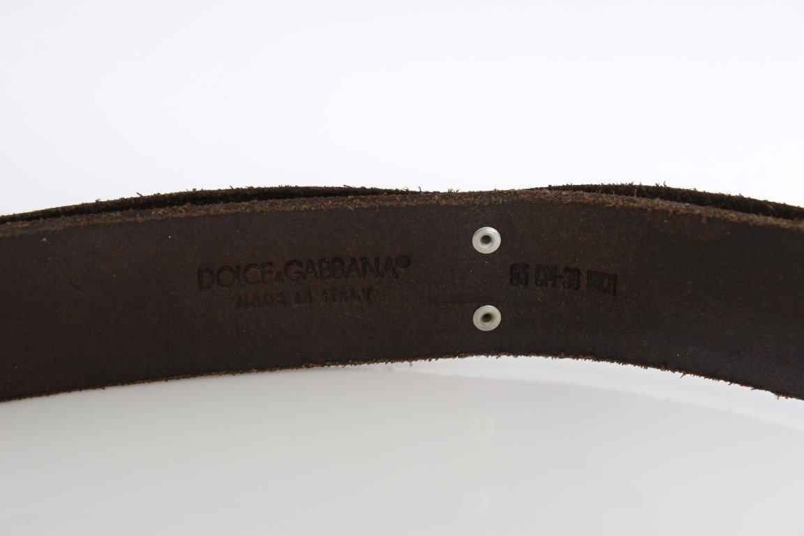 Brown Leather Gray Buckle Belt