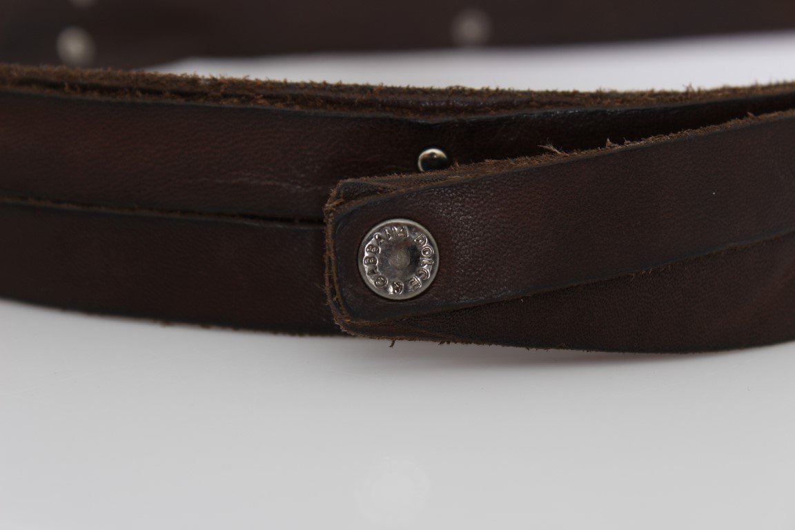 Brown Leather Gray Buckle Belt