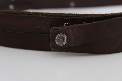 Brown Leather Gray Buckle Belt