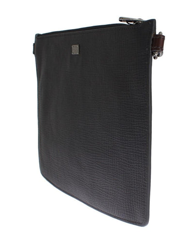 Gray Brown Leather Studded Wristlet Bag Organizer