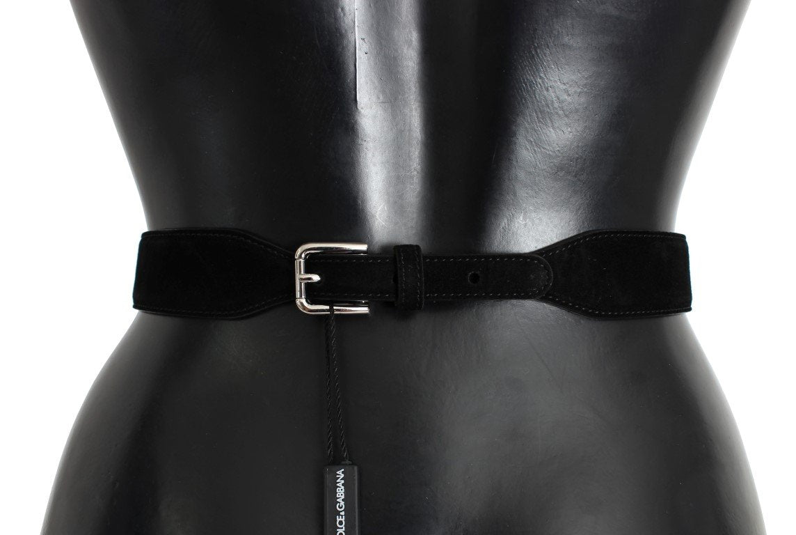 Black Suede Swarovski Crystal Waist Belt