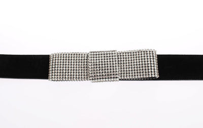 Black Suede Swarovski Crystal Waist Belt