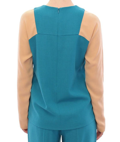 Blue crewneck wool sweater