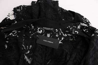 Black White Floral Applique Kaftan Dress