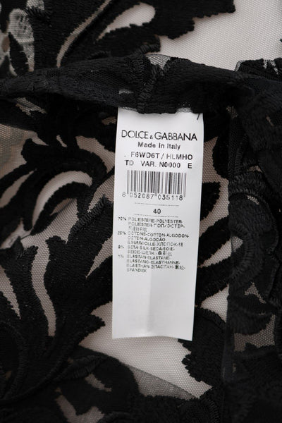 Black White Floral Applique Kaftan Dress