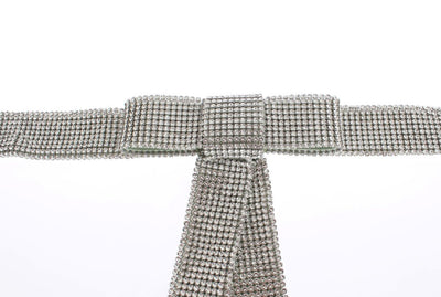 Green Silk Clear Real Crystal Waist Belt