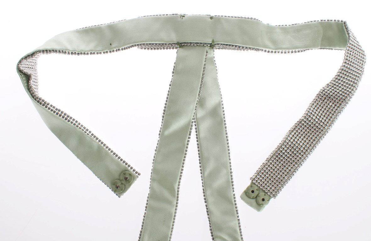 Green Silk Clear Real Crystal Waist Belt