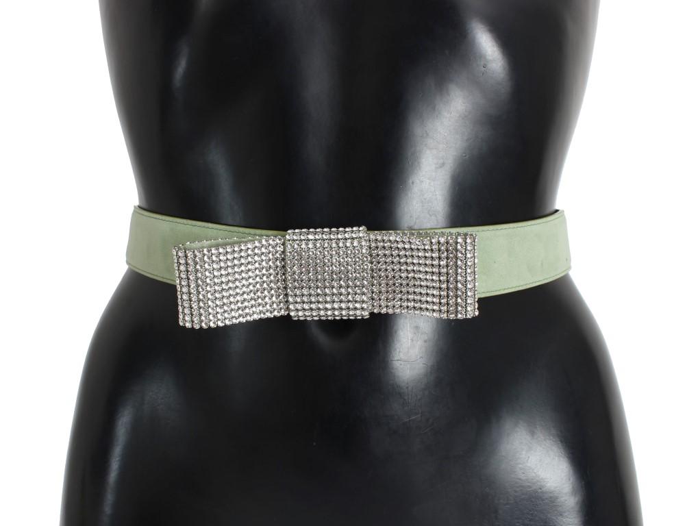 Green Leather Swarovski Crystal Waist Belt