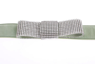 Green Leather Swarovski Crystal Waist Belt
