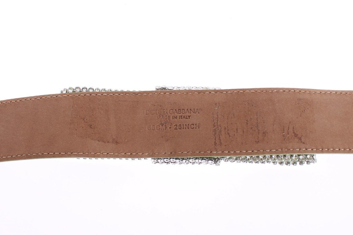 Green Leather Swarovski Crystal Waist Belt
