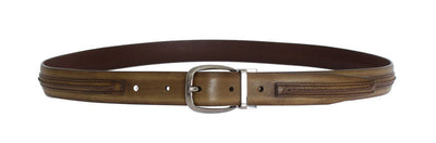 Green Leather Silver Buckle Belt