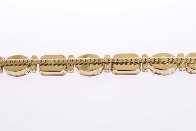 Brown Snakeskin Leather Crystal Gold Waist Belt