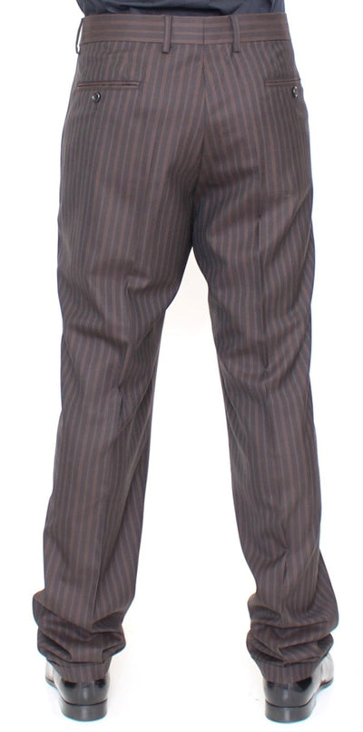 Brown Wool Stretch Pleated Pants