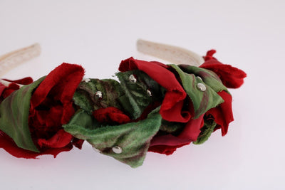 Red Roses Silk Studded Hair Headband