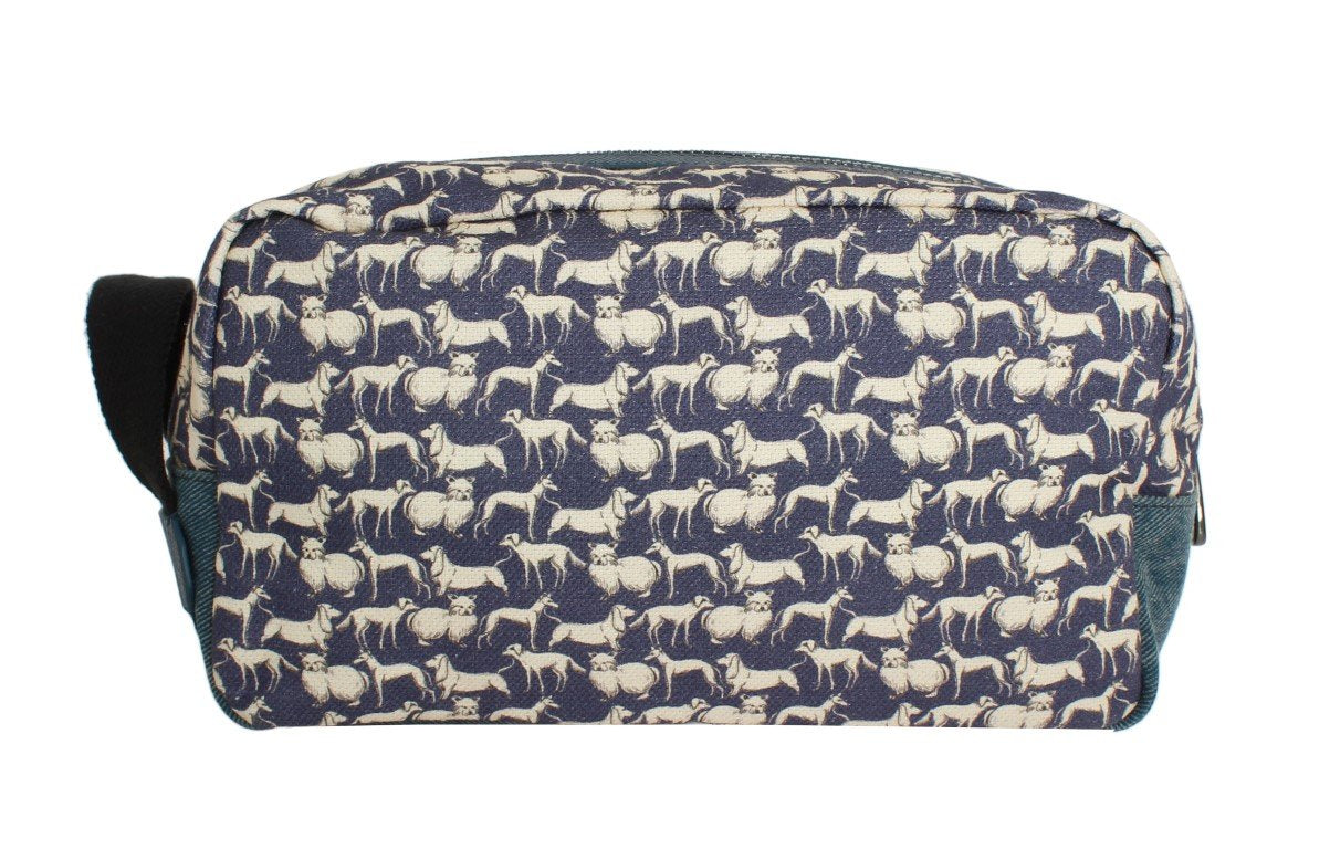Blue Dog Pattern Canvas Toiletry Bag