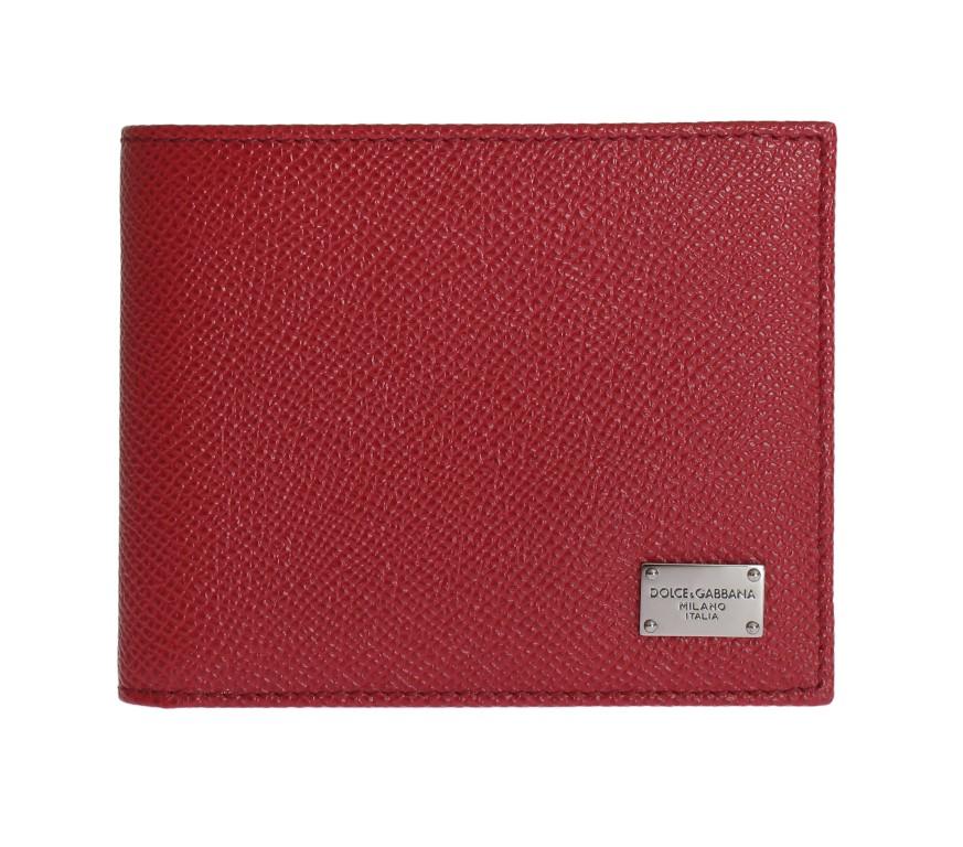 Red Dauphine Leather Bifold Wallet