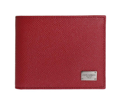 Red Dauphine Leather Bifold Wallet