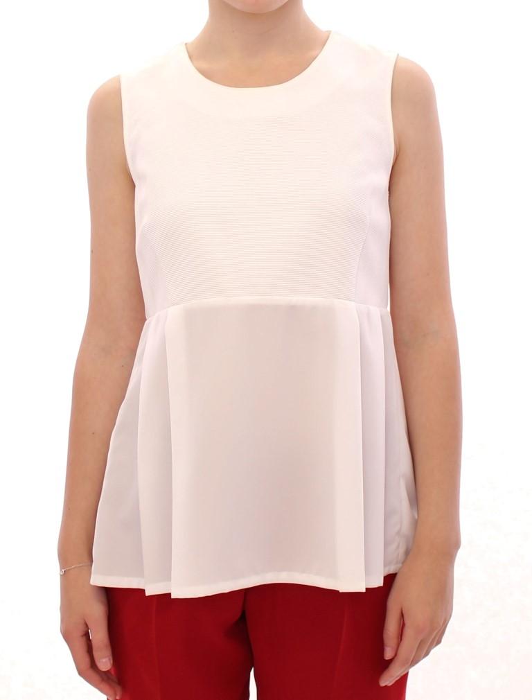 White crewneck cotton tank top