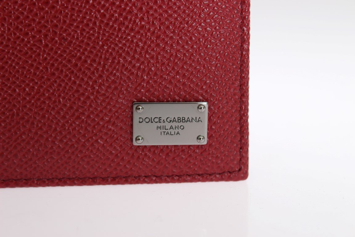 Red Dauphine Leather Bifold Wallet