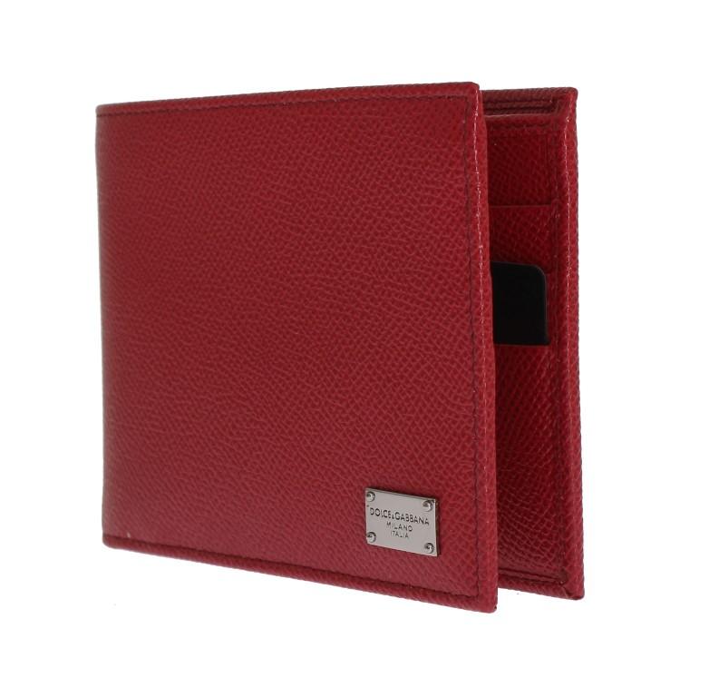 Red Dauphine Leather Bifold Wallet