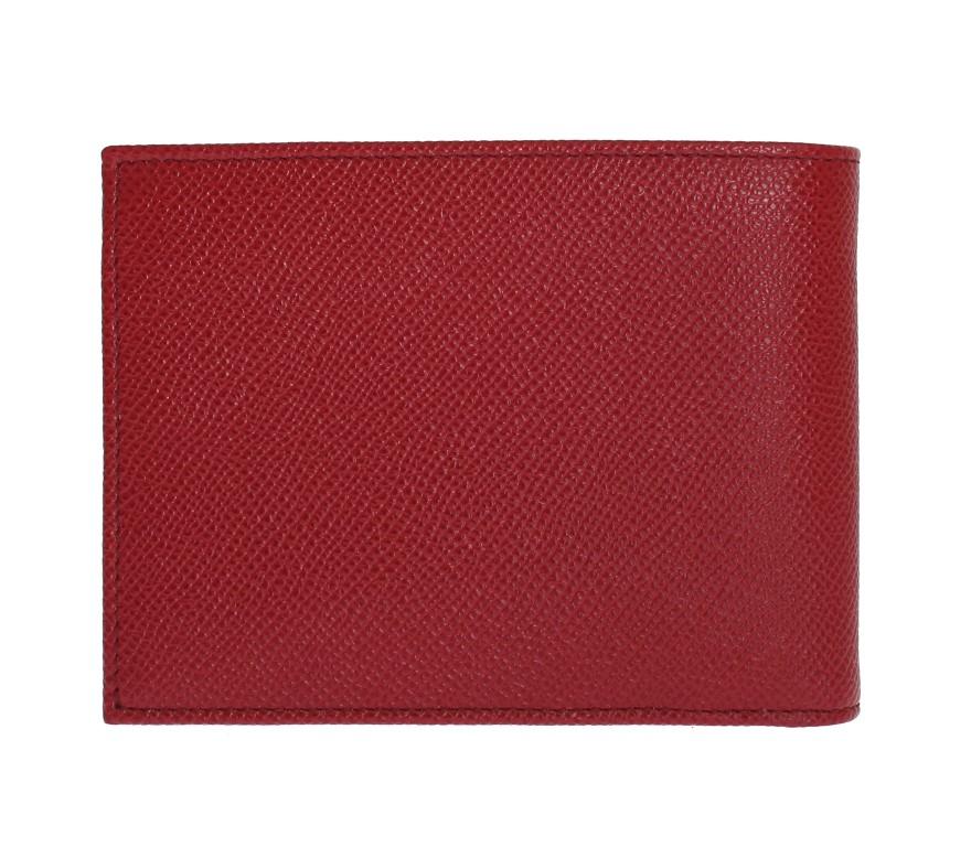 Red Dauphine Leather Bifold Wallet