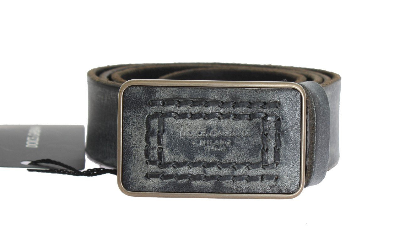 Blue Leather Gold Buckle Belt