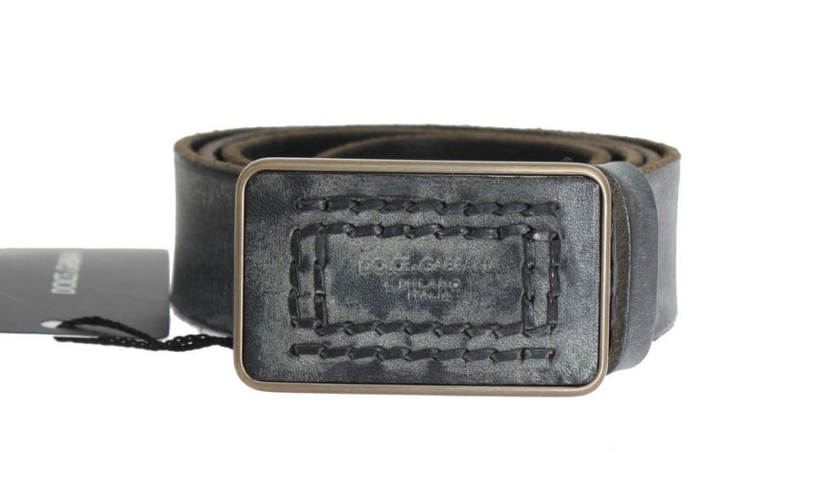 Blue Leather Gold Buckle Belt