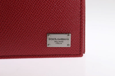 Red Dauphine Leather Bifold Wallet