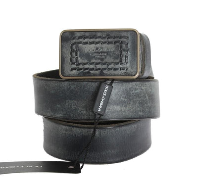 Blue Leather Gold Buckle Belt