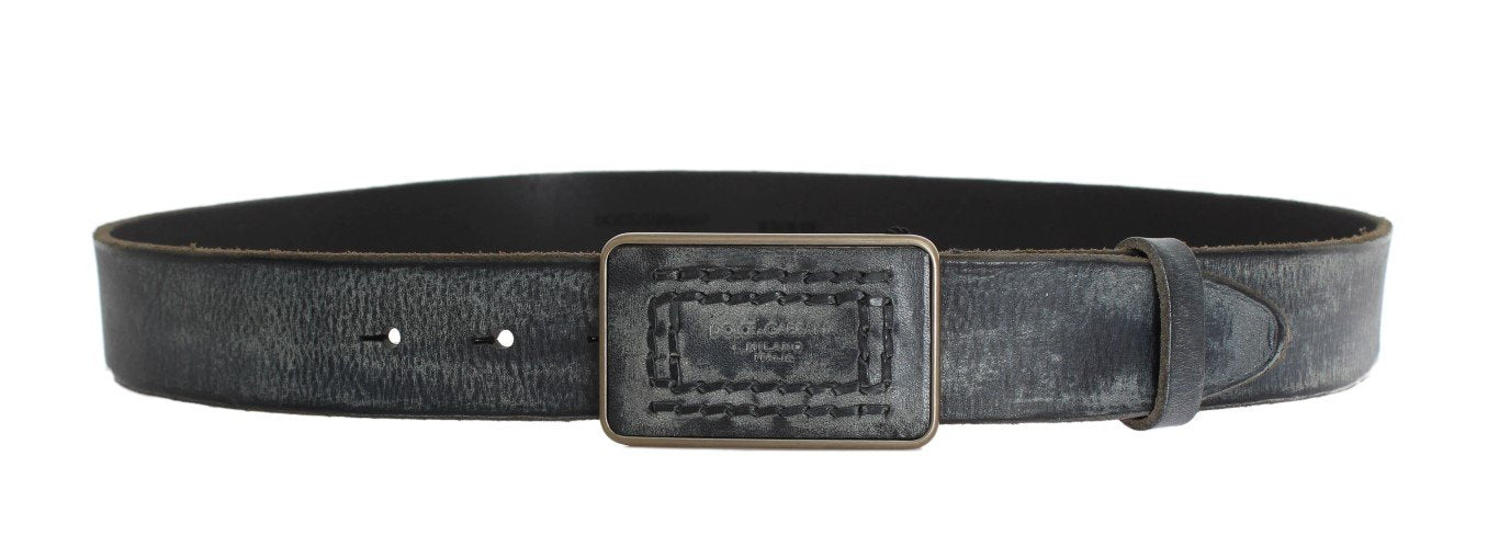 Blue Leather Gold Buckle Belt