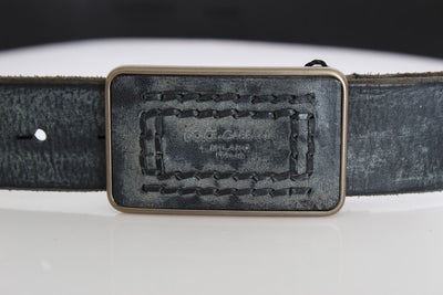 Blue Leather Gold Buckle Belt