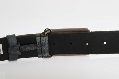 Blue Leather Gold Buckle Belt