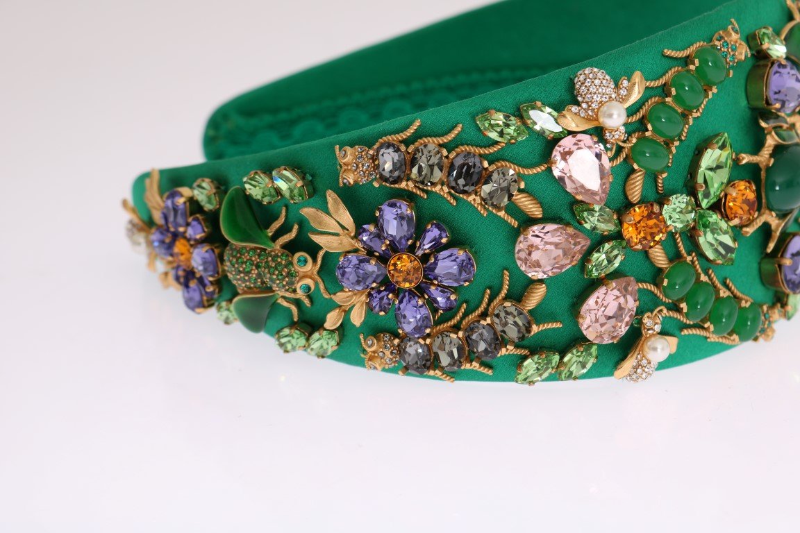 Green Silk Crystal Insect Sicily Headband
