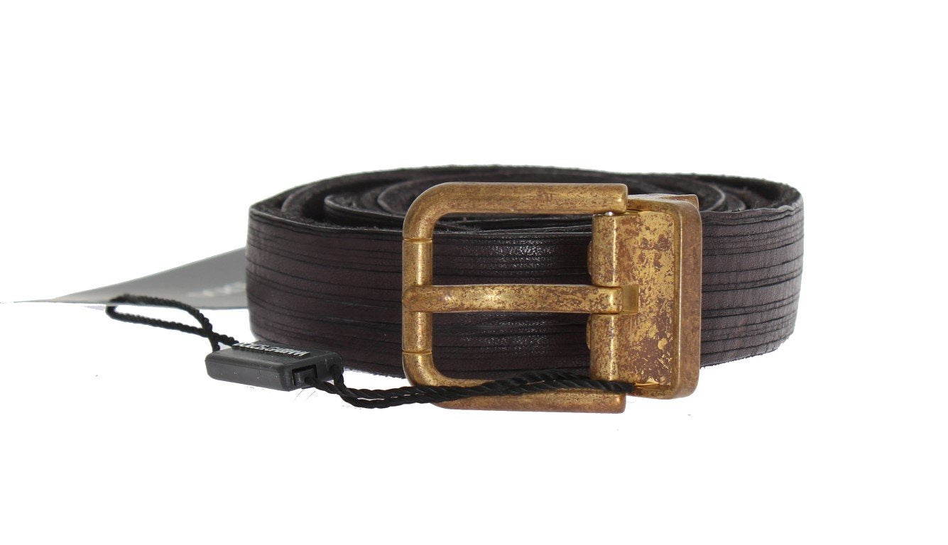 Purple Leather Gold Buckle Belt