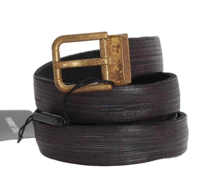Purple Leather Gold Buckle Belt