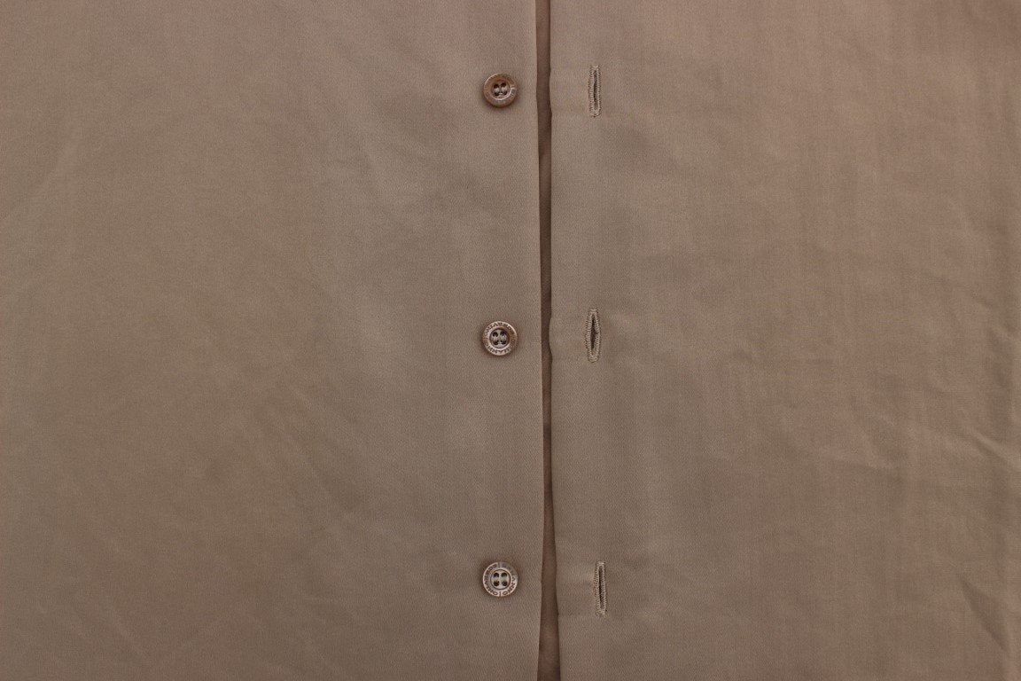Beige Shiny Silk Casual Shirt