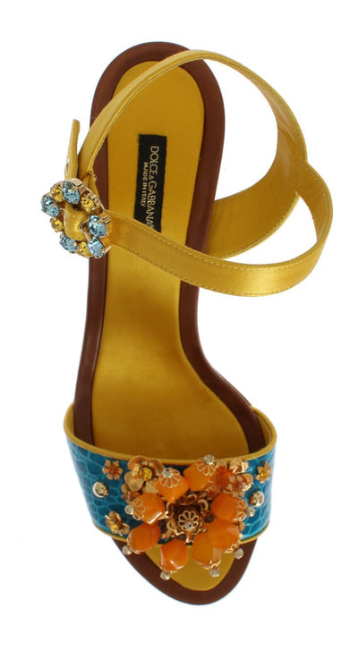 Multicolor Crocodile Skin Crystal Sandal Shoes