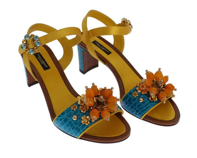 Multicolor Crocodile Skin Crystal Sandal Shoes