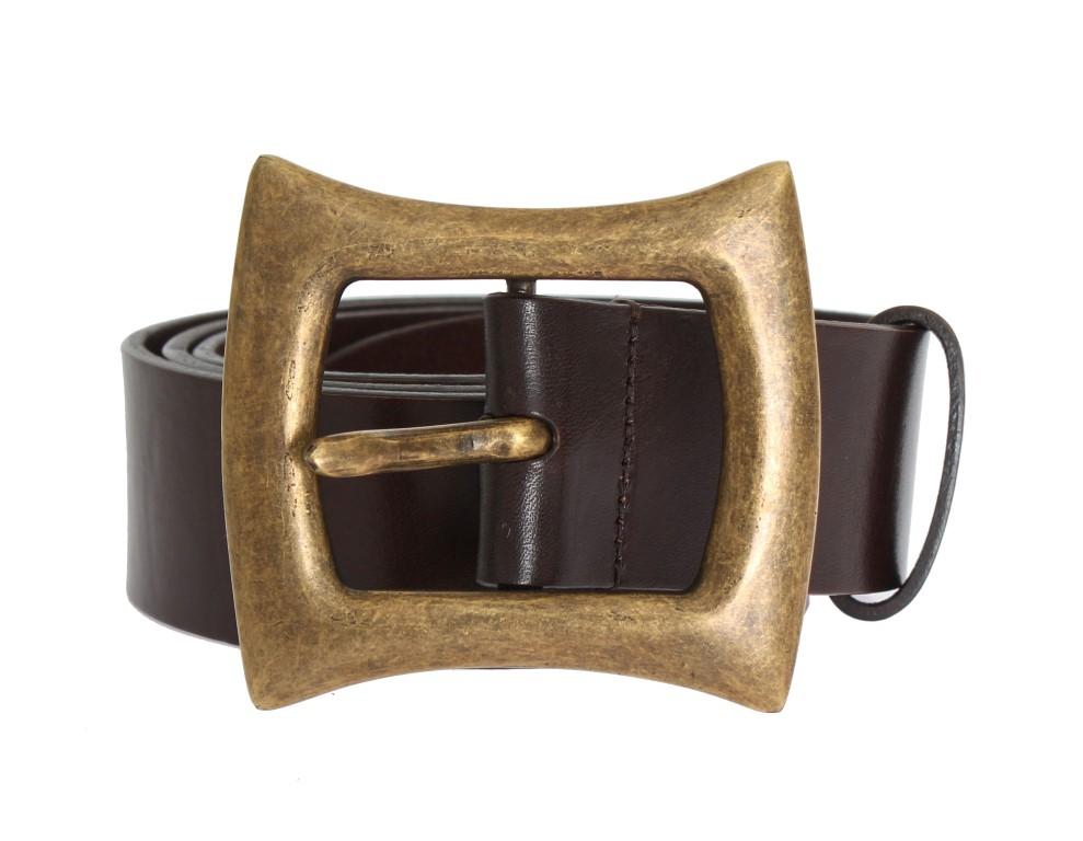 Brown Leather Gold Buckle Belt